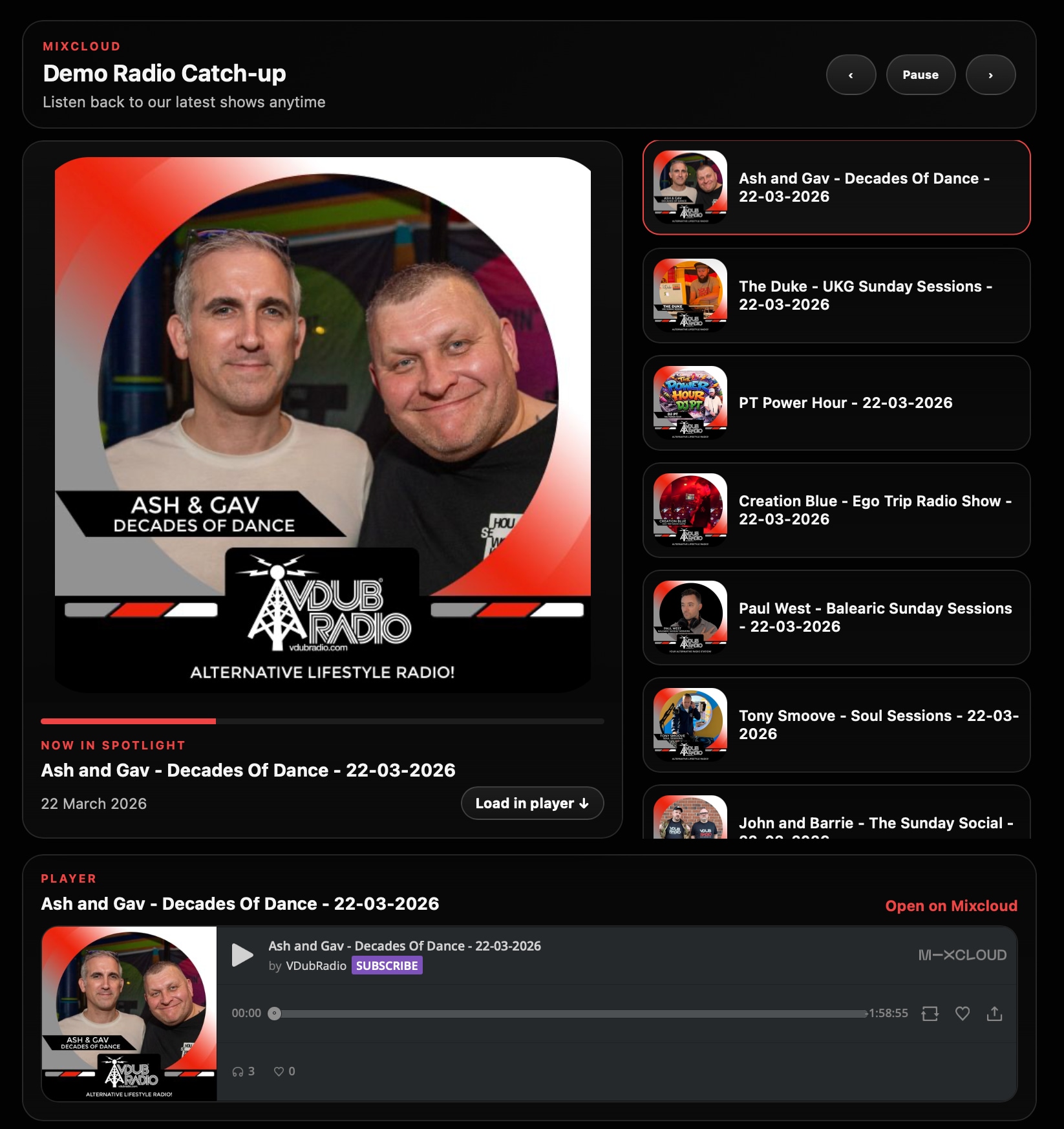 Mixcloud widget thumbnail